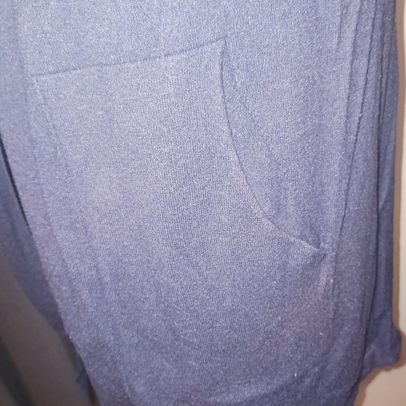 Cyrus Navy Blue Hooded Open Front Cardigan Sweater Longline Pockets Womens M - Picture 3 of 5